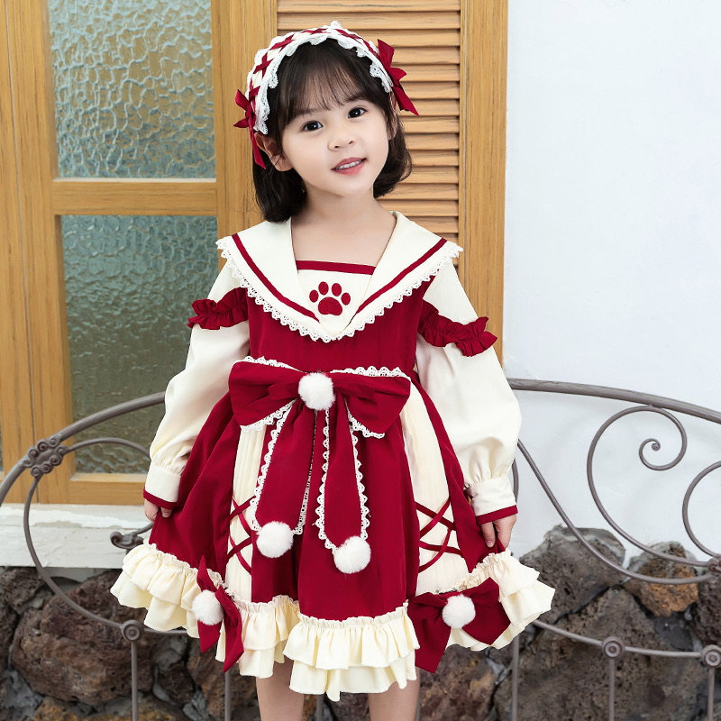 Genuine full Loretta Princess dress girl autumn winter plush child Lolita Lolita