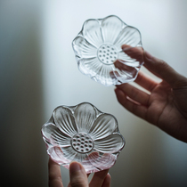 Handmade glass lotus transparent tea cup mat thermal insulation mat tea saucer Japanese non-slip tea ceremony Tea Cup cushion