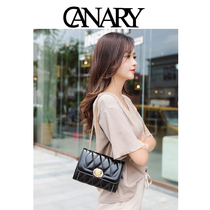 Canary Kiss Ling grid chain Geometric texture stone lock buckle small square women 2021 summer high-grade sense of one shoulder oblique cross