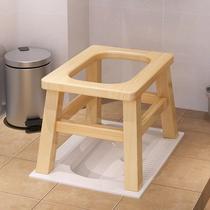 Toilet stool toilet stool household elderly mobile pregnant woman toilet squat pit change patient portable solid wood toilet chair
