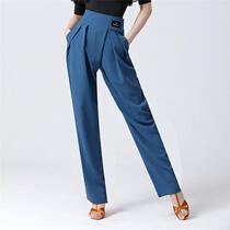 New Morden Pocket Pants Womens Waist Jumping National Mark Friendship Dance High Trousers Latin Dance Wide AER Pine Dance Pants