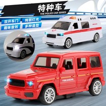 Kids ambulance model toy boy with lighting sound effects off road buggy jeep fire truck set gift model