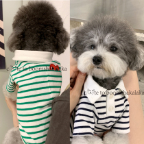 Popping small cute homemade 2021 new pet clothes cotton striped polo Bo Xiong Bomei clothing