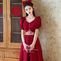 Toast to the bride 2022 new wine red engagement gown at large princess even dress superior to wear.