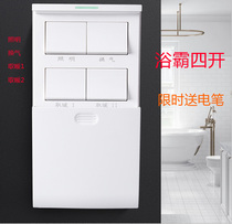 Home Wall Bath Overpower Switch Four Open Toilet Bathroom Four-In-One Warm Blower 86 Type Waterproof Switch Panel