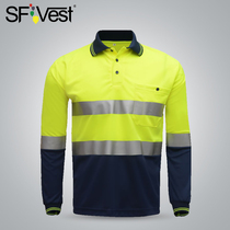 SFVest reflective speed dry polo shirt T-shirt long sleeve road work management personnel reflective clothing traffic safety clothing