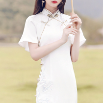 Cheongsam modified version summer 2021 new dress retro young princess sleeve Sito girl senior