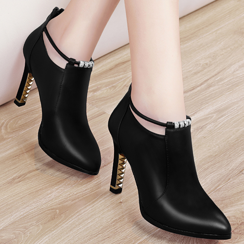 Autumn 2019 New Women's Small Leather Shoes Korean Version Baitie Spring and Autumn Single Shoes Fashion Spring Shoes Women's Shoes High-heeled Shoes