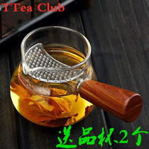 New product 250ml thick heat-resistant Road Cup High Borosilicate Glass solid wood side pass Crescent through tea filter male Cup
