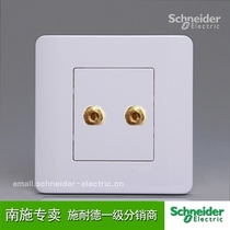 Schneider switch socket two-position double-head two-hole single audio speaker tap series White panel