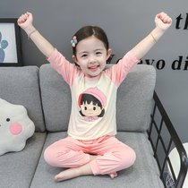 Girls pajamas summer long sleeves cotton Modal air conditioning childrens thin baby loungewear set cotton casual