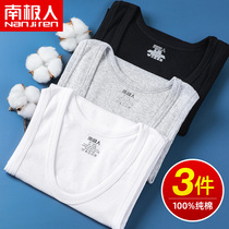 Antarctic Xinjiang pure cotton mens vest bottom wear vest thin large size sports sleeveless hurdler spring and summer undershirt