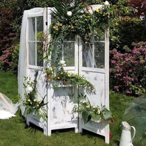 Forest wedding props solid wood screen Mori photography background decoration pastoral wedding window ornaments
