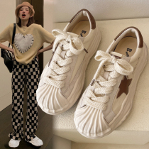 Small white shoes women 2022 spring new canvas shoes thick bottom Joker casual shoes dirty shell head dissolved shoes