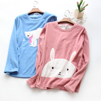 Full of vitality ~ autumn couples home clothes tops for men and women with autumn and winter fleece cartoon pajamas with large size
