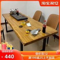 American solid wood tea table modern conference table simple long desk reception table long table log large board table