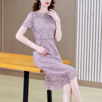 Middle-aged womens clothing young mother summer temperament dress mom fashion foreign style middle-aged women lace women