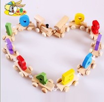 Digital small train environmental protection Wood wooden childrens early education puzzle drag toy building block teaching digital small partner
