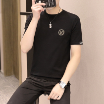 Autumn mens knitwear sweater short sleeve T-shirt student half sleeve knitwear slim slim thread suit