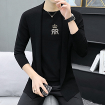 Fake two cardigan mens personality thread clothes handsome Spring and Autumn New sweater personality sweater sweater tide
