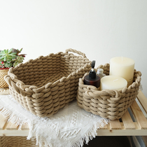 ins Nordic style home storage basket cotton rope debris finishing basket soft home handmade basket shooting decoration basket