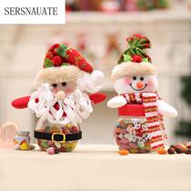 Santa snowman small candy bottle Christmas candy jar Christmas holiday candy shop decorations Christmas gift