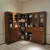 Lai's furniture black gold wood corner bookcase