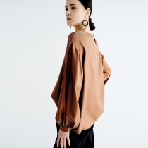 ^@^(CY0820671) Silk with bones heavy mulberry silk twill Palace sleeve shirt