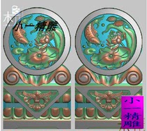 Lotus carp carp figure round door Pier tombstone inch drum relief figure lining drum side Flower gray scale picture holding drum