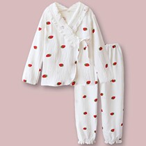 Japanese girl Japanese kimono home service suit sweet lady long-sleeved cotton gauze pajamas female spring and autumn