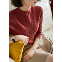 Laughing Han Pavilion Gentle Gentle and Exquisite Stand Collar Hollow Wool Knitting base shirt Women Autumn New ZY259298AG