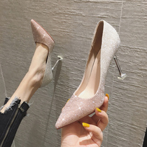 French high heels women 2021 new wedding shoes bridal shoes careful design sense niche temperament single shoes women spring and autumn