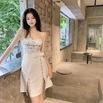 Foreign style age reduction strapless strapless strap jacket women Joker Korean version of summer 2021 new waist slim skirt suit