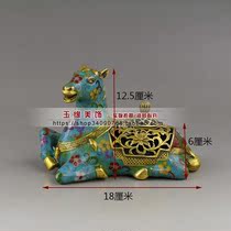 Retro made old pure copper brass pinching cloisonne fumigant aromatherapy zodiac horse shape bronze ornaments