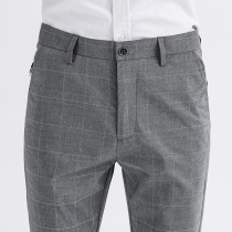Mens pants summer thin plaid nine-point trousers Korean version of the trend straight tube slim fit autumn casual suit spring and autumn
