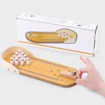 Creative Mini Wood Bowling Bowling Children Adults Fingertips Tabletop Small Toys Steel Ball Table Tours Party Games