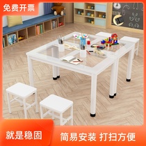 Thickened round legs childrens drawing table training art painting table calligraphy table writing desk studio table and chair