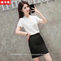 Summer high-end business wear womens suit Fashion short-sleeved shirt dress temperament goddess fan work clothes front desk tooling