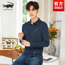 Crocodile men's long sleeve polo shirt Joker lapel T-shirt 2021 autumn new solid color shirt shirt thin
