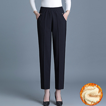 Middle-aged women's pants spring and autumn mother's pants loose large size middle-aged women's pants autumn and winter clothing plus velvet padded casual pants