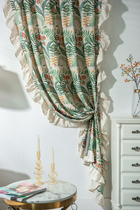  American pastoral country ruffle half curtain French Rococo retro floral ruffle living room balcony floating curtain