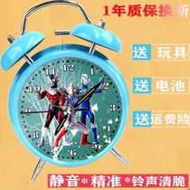  Alarm clock cartoon childrens creative cute bedside mute luminous primary school alarm cute Superman Ultraman boy