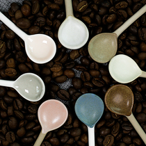 Spoon Ceramic retro household small spoon Coffee spoon Creative cute coarse pottery mixing spoon Small soup spoon eating spoon