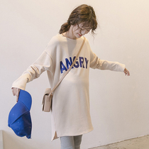 Pregnancy Pure Cotton Blouses Bottom T-shirt Spring Autumn Season New Pregnancy Woman dress Long sleeves Korean version of the Long Loose Clothing