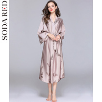 Summer slim loose sleepwear female ice silk long style bath robe bathrobe silk morning gown big code sleepwear suit custom-made