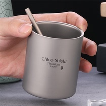 Coe shield outdoor pure titanium cup tea cup drinking water coffee cup portable double-layer direct drinking cup household juice cup