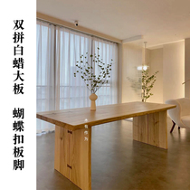Natural side solid wood board office meeting long table retro log White LA hotel Talks Tea dining room table