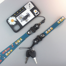 Internet celebrity Donald Duck mobile phone lanyard hanging neck mobile phone universal Internet celebrity men and women personality cartoon sling anti-lost mobile phone chain