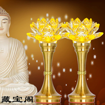 Buddha front lamp Crystal Glass Lotus Lamp Buddha Lamp LED colorful Changming Lamp God of Wealth Lamp Household pair of plug-in