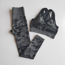 European and American Net red camouflage fitness suit sexy sports bra quick-dry running yoga suit fitness training two-piece set